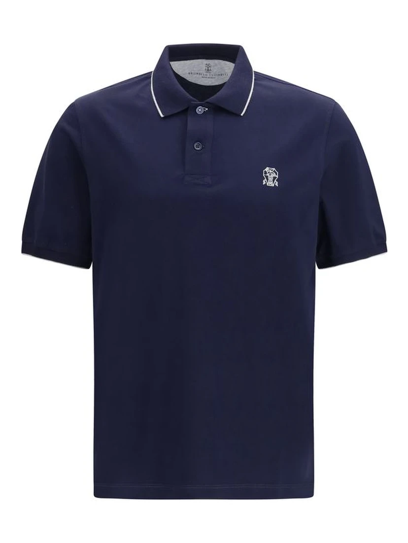 Blue Cotton Polo Shirt