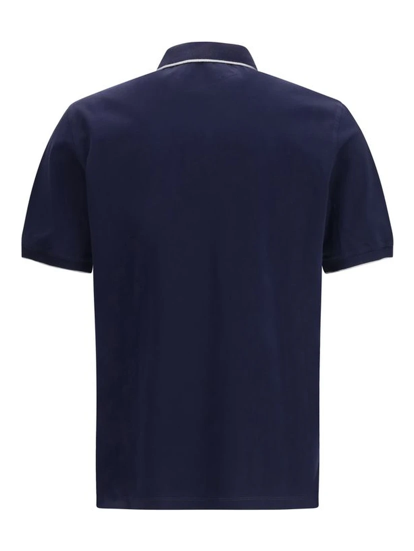 Blue Cotton Polo Shirt