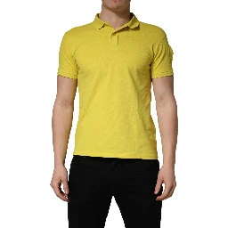 Yellow Short Sleeve Pique Men Cotton Polo Shirt T-shirt
