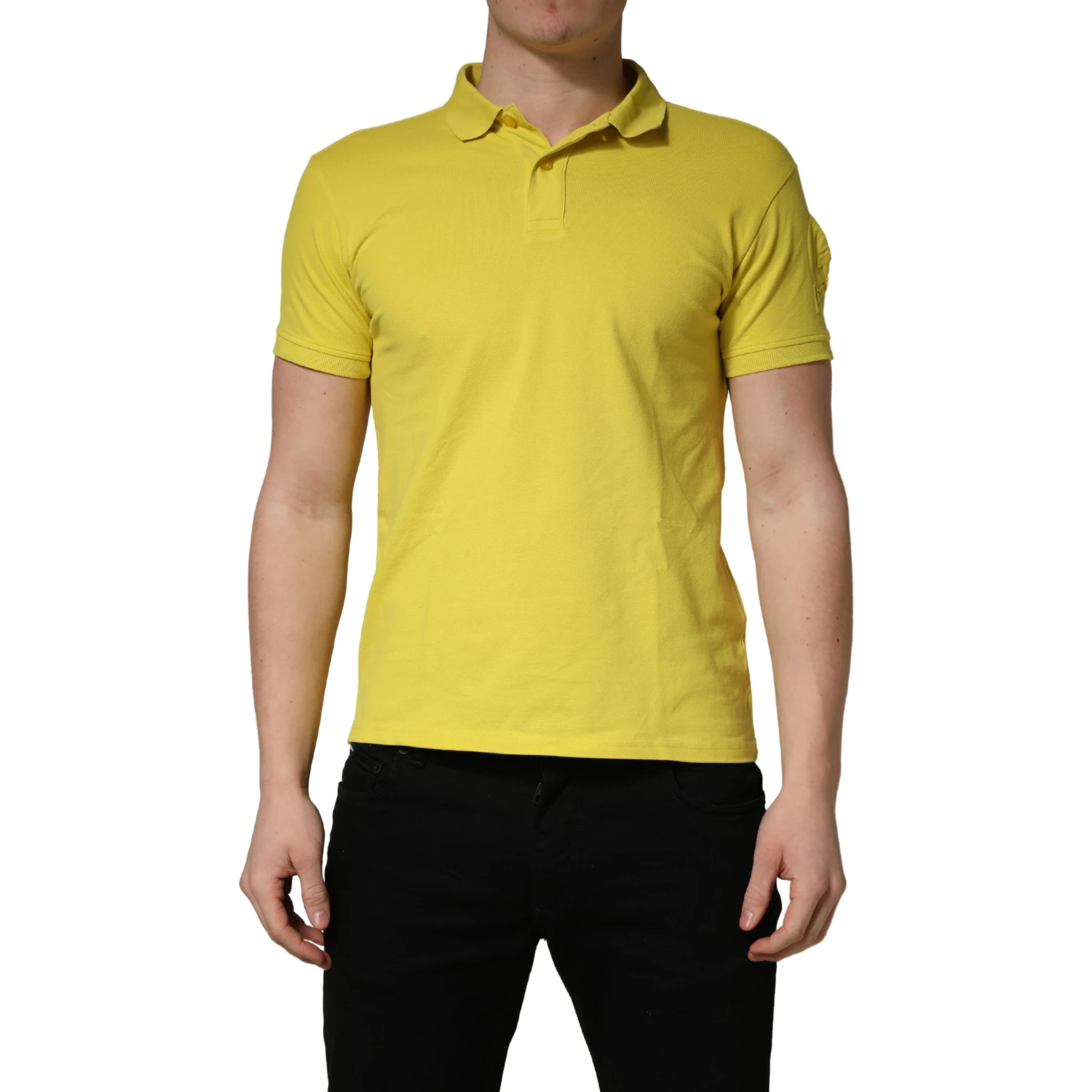 Yellow Short Sleeve Pique Men Cotton Polo Shirt T-shirt