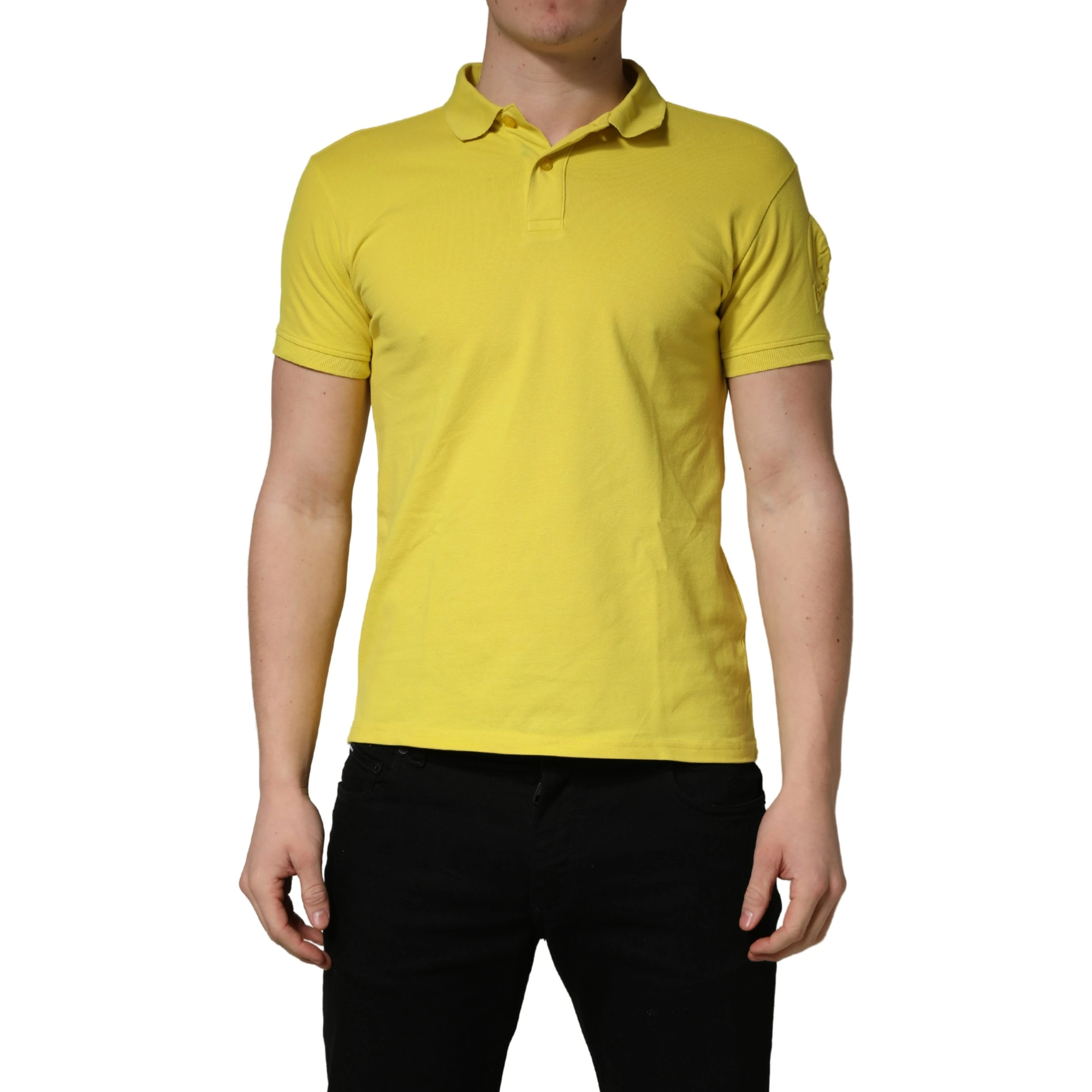 Yellow Short Sleeve Pique Men Cotton Polo Shirt T-shirt