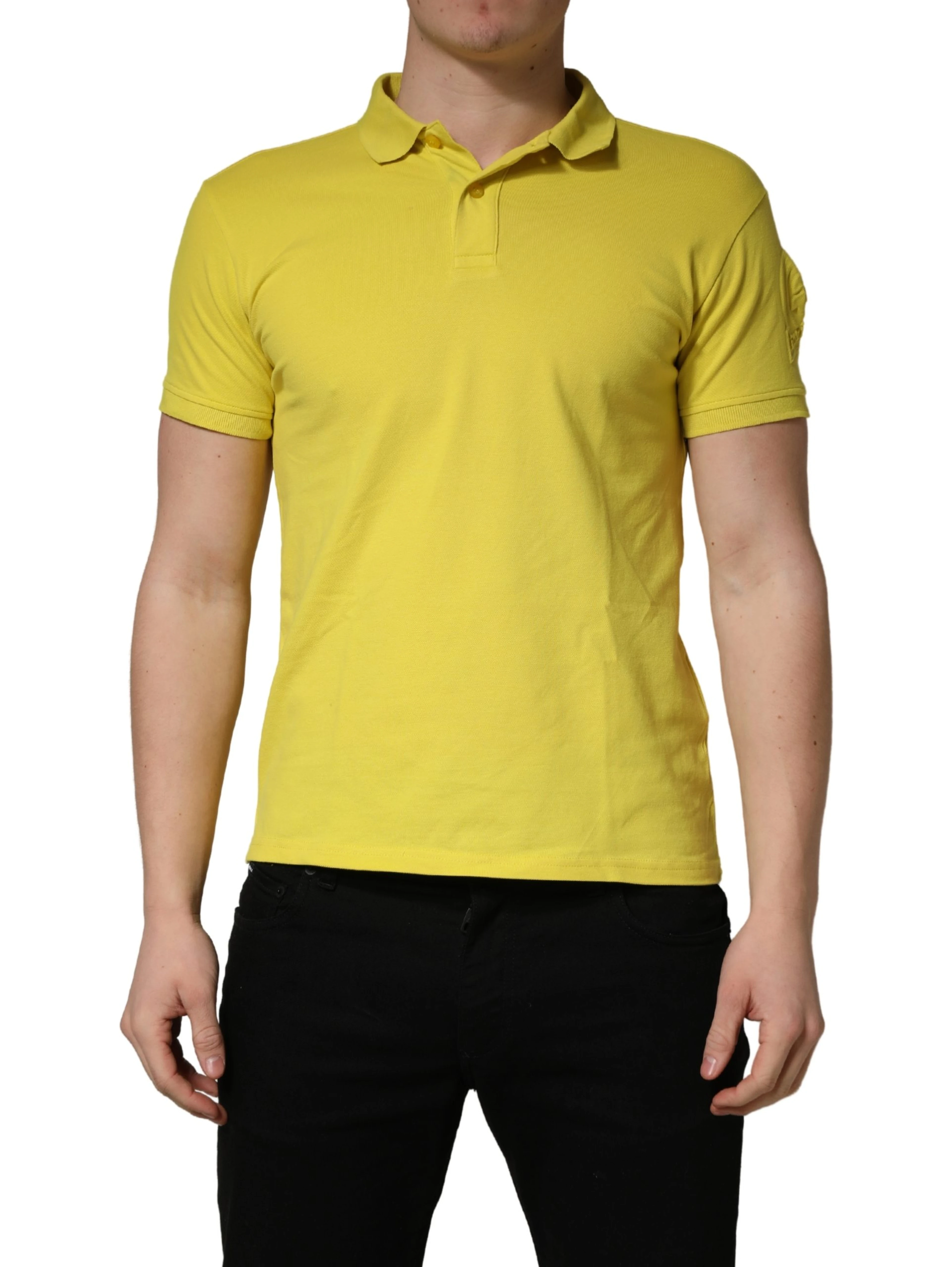 Yellow Short Sleeve Pique Men Cotton Polo Shirt T-shirt