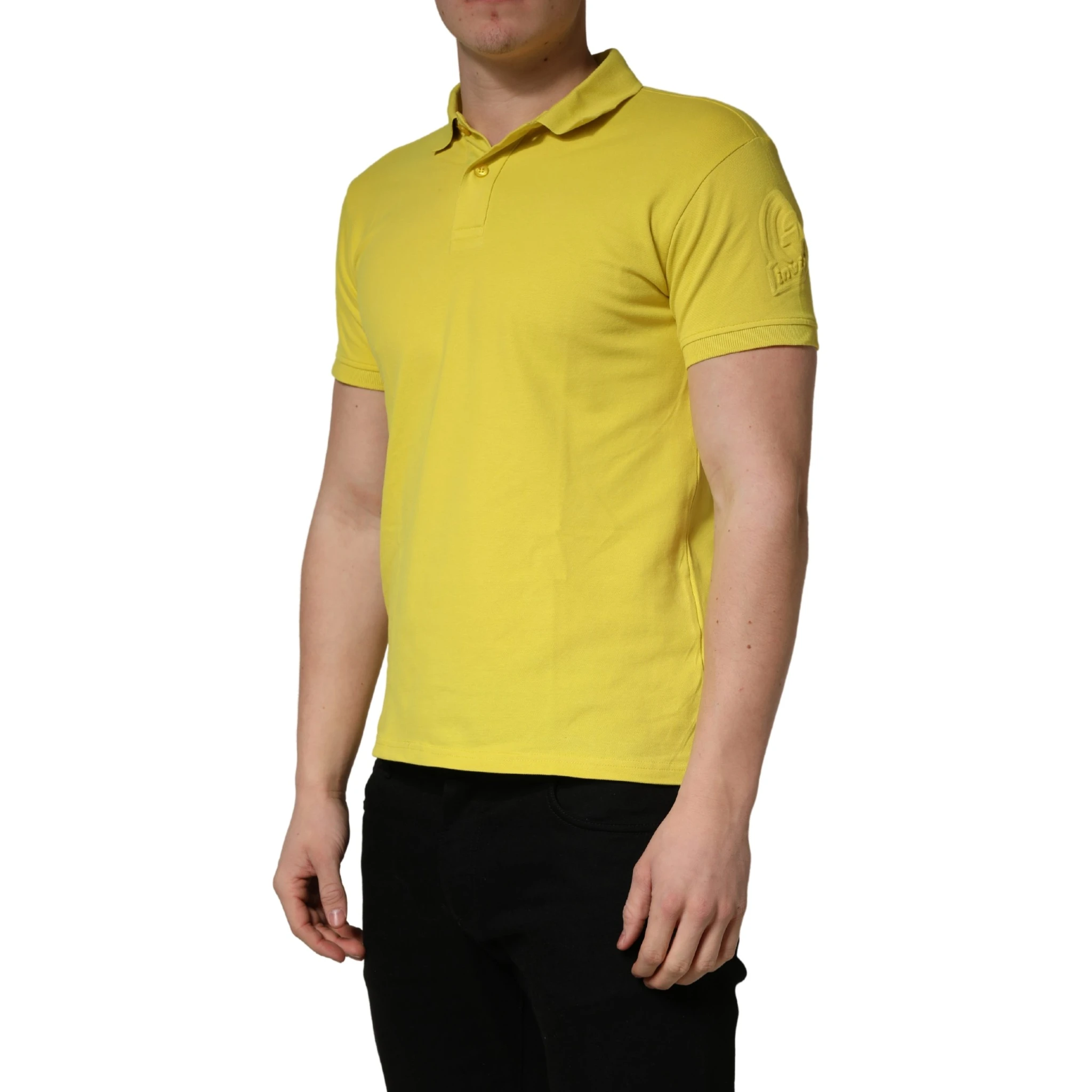 Yellow Short Sleeve Pique Men Cotton Polo Shirt T-shirt