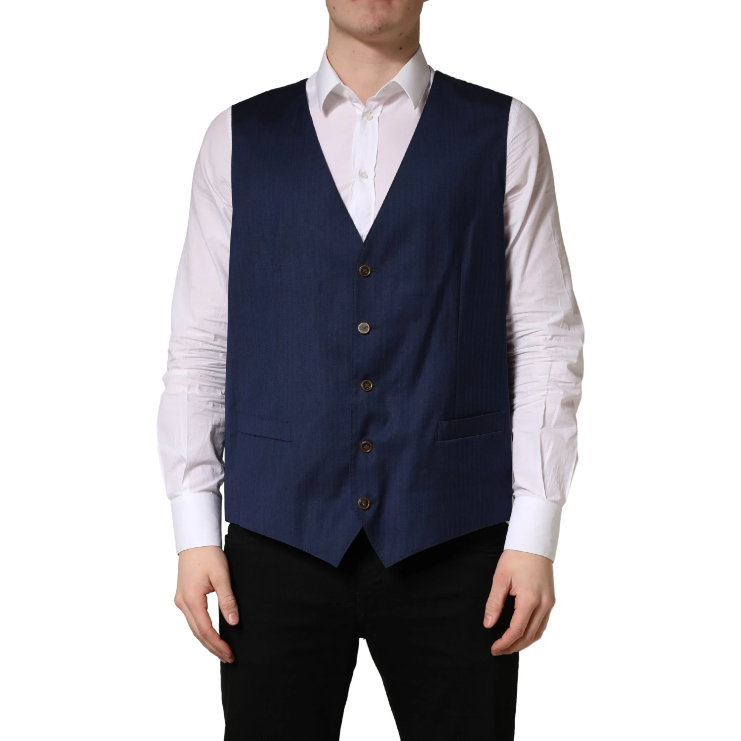 Navy Blue Wool Dress Formal Waistcoat Vest