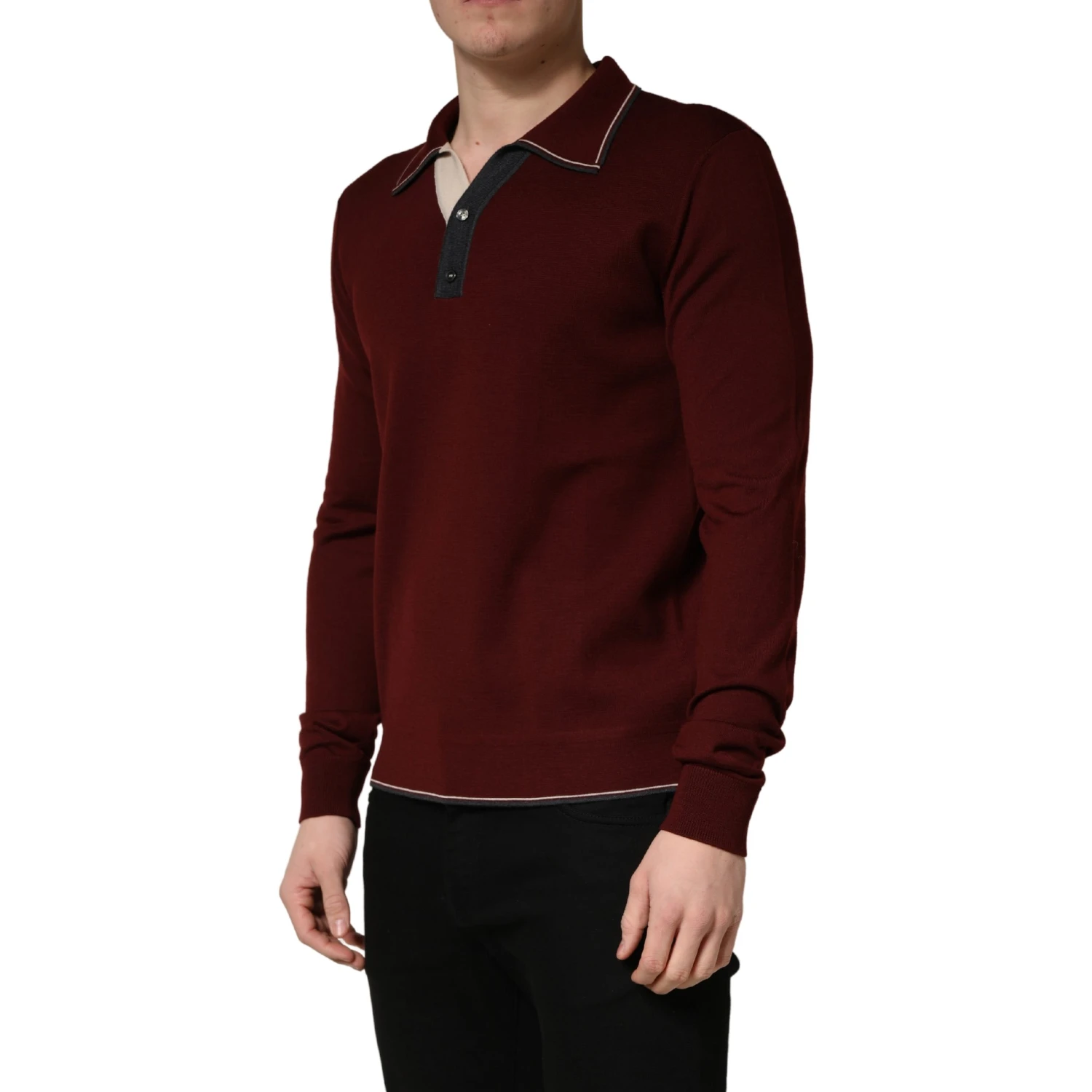 Maroon Re-Edition Wool Long Sleeves T-shirt