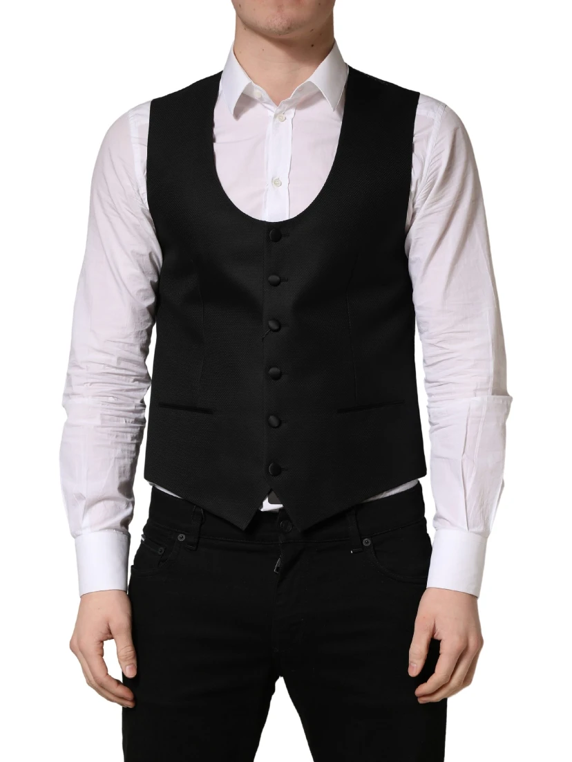 Black Stripe Single Breasted Waistcoat Vest