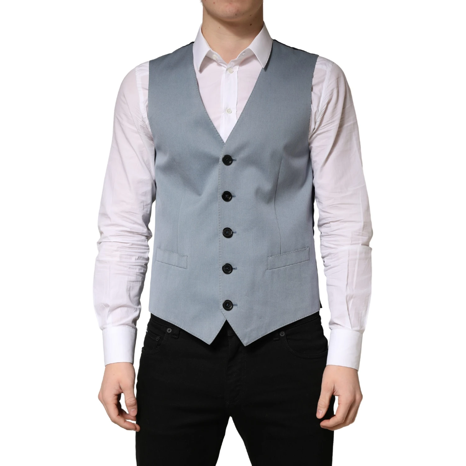 Gray Wool Single Breasted Men Waistcoat Vest