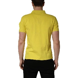Yellow Short Sleeve Pique Men Cotton Polo Shirt T-shirt