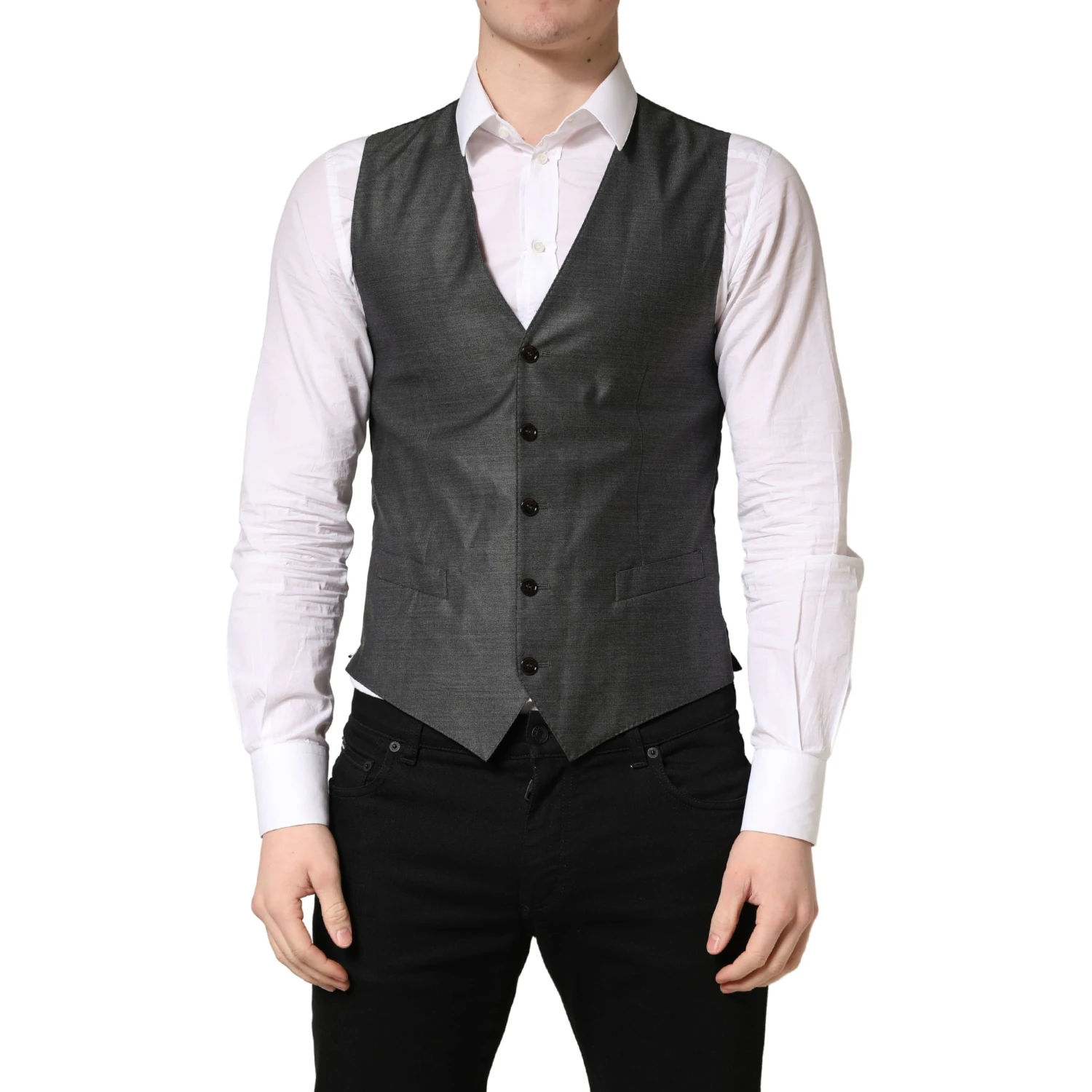 Dark Gray Wool Dress Formal Waistcoat Vest