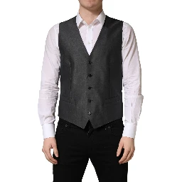 Dark Gray Single Breasted Men Waistcoat Vest