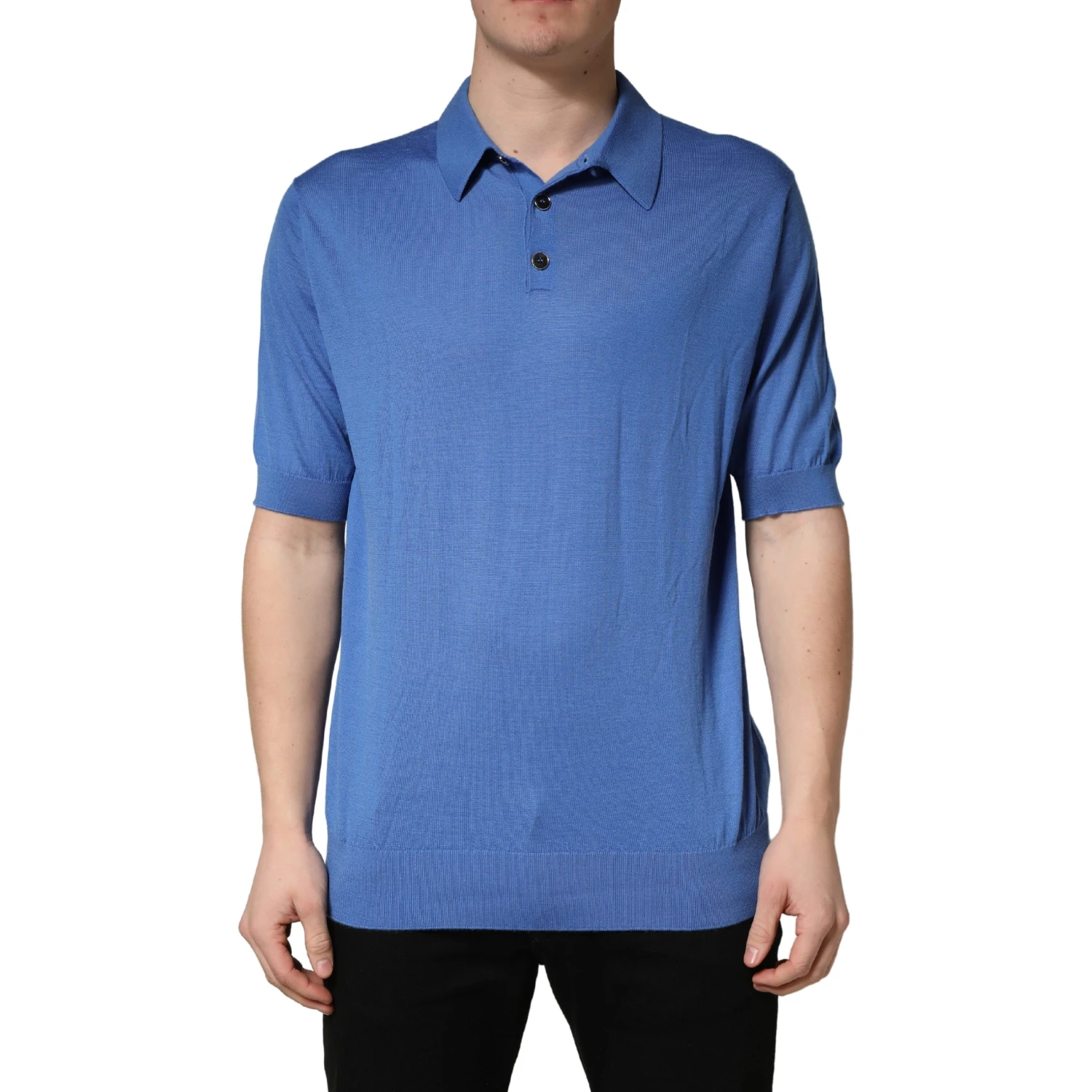 Blue Cashmere Short Sleeves Polo  T-shirt