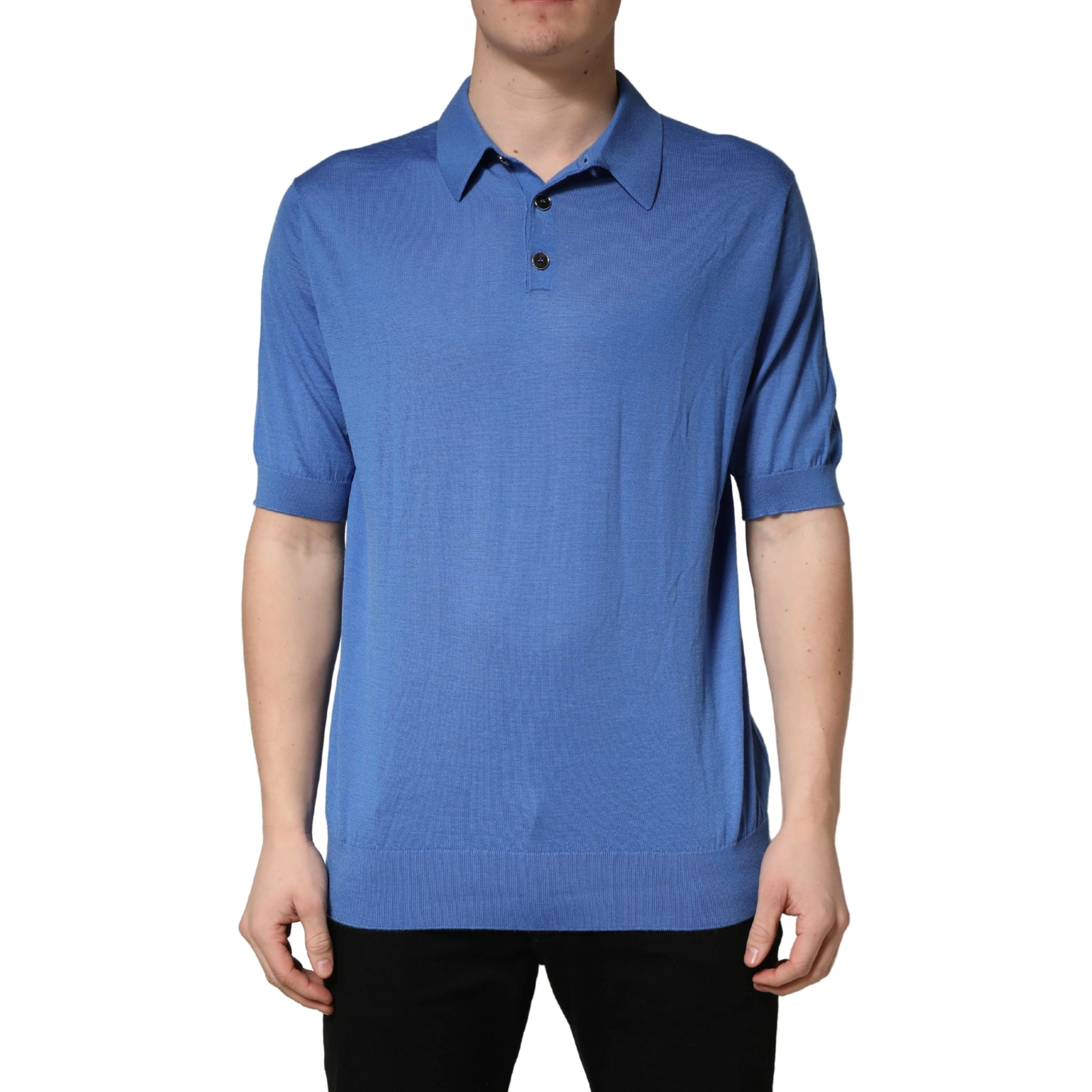 Blue Cashmere Short Sleeves Polo  T-shirt