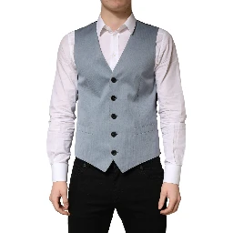 Gray Wool Single Breasted Men Waistcoat Vest
