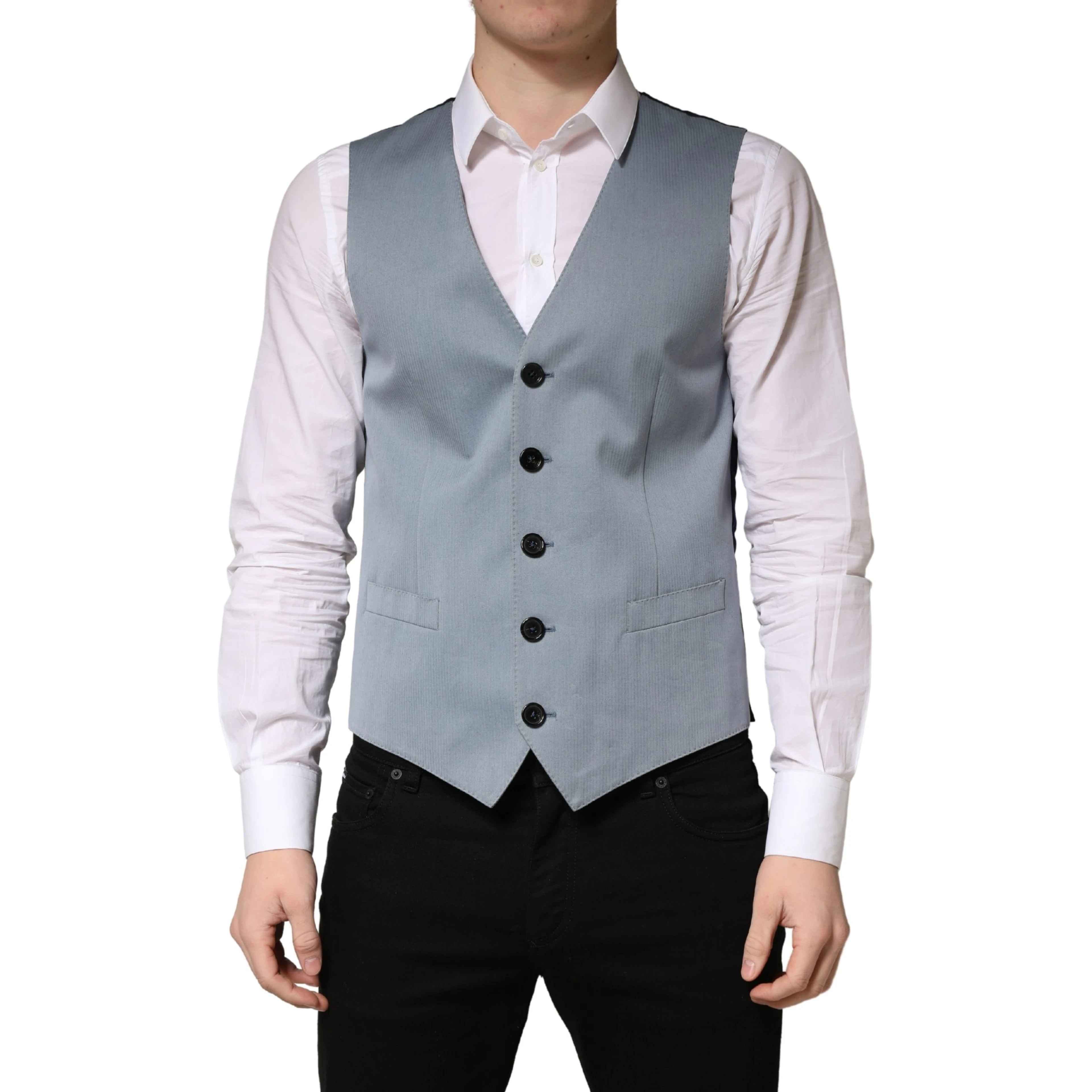 Gray Wool Single Breasted Men Waistcoat Vest