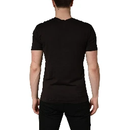 Brown Logo Embroidered Men Crew Neck T-shirt