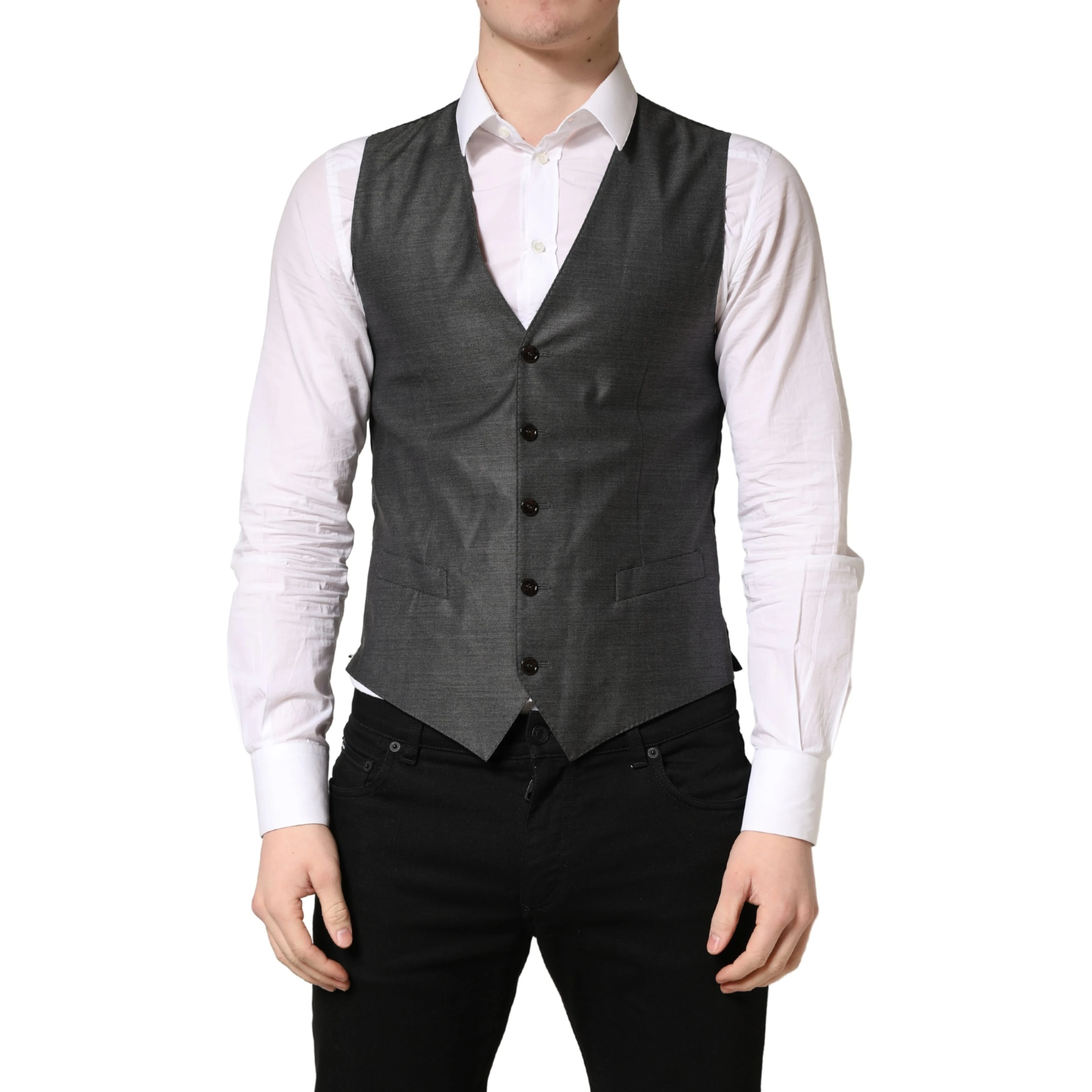 Dark Gray Wool Dress Formal Waistcoat Vest