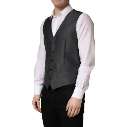 Dark Gray Single Breasted Men Waistcoat Vest