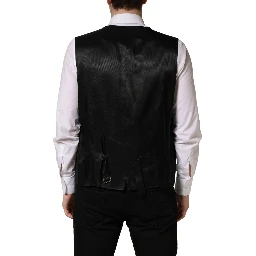 Black Wool Single Breasted Waistcoat Vest