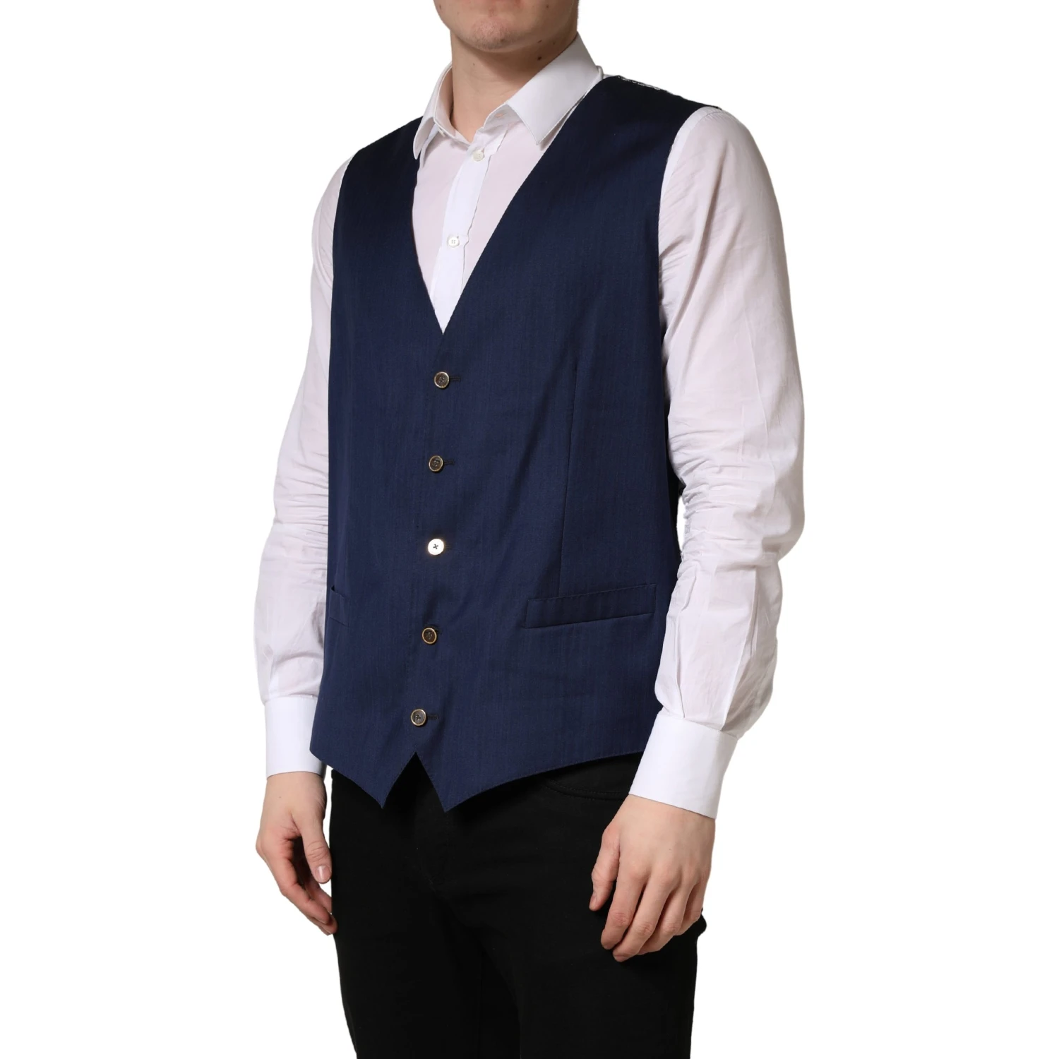 Navy Blue Wool Dress Formal Waistcoat Vest