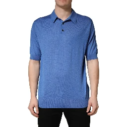 Blue Cashmere Short Sleeves Polo  T-shirt