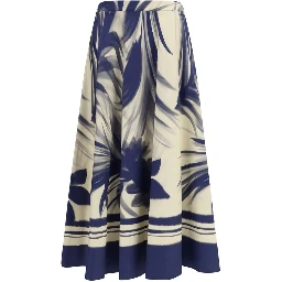 Blue Cotton Midi Skirt