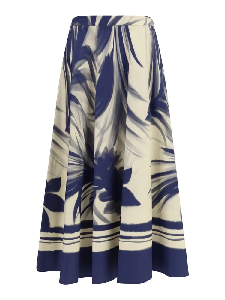 Blue Cotton Midi Skirt