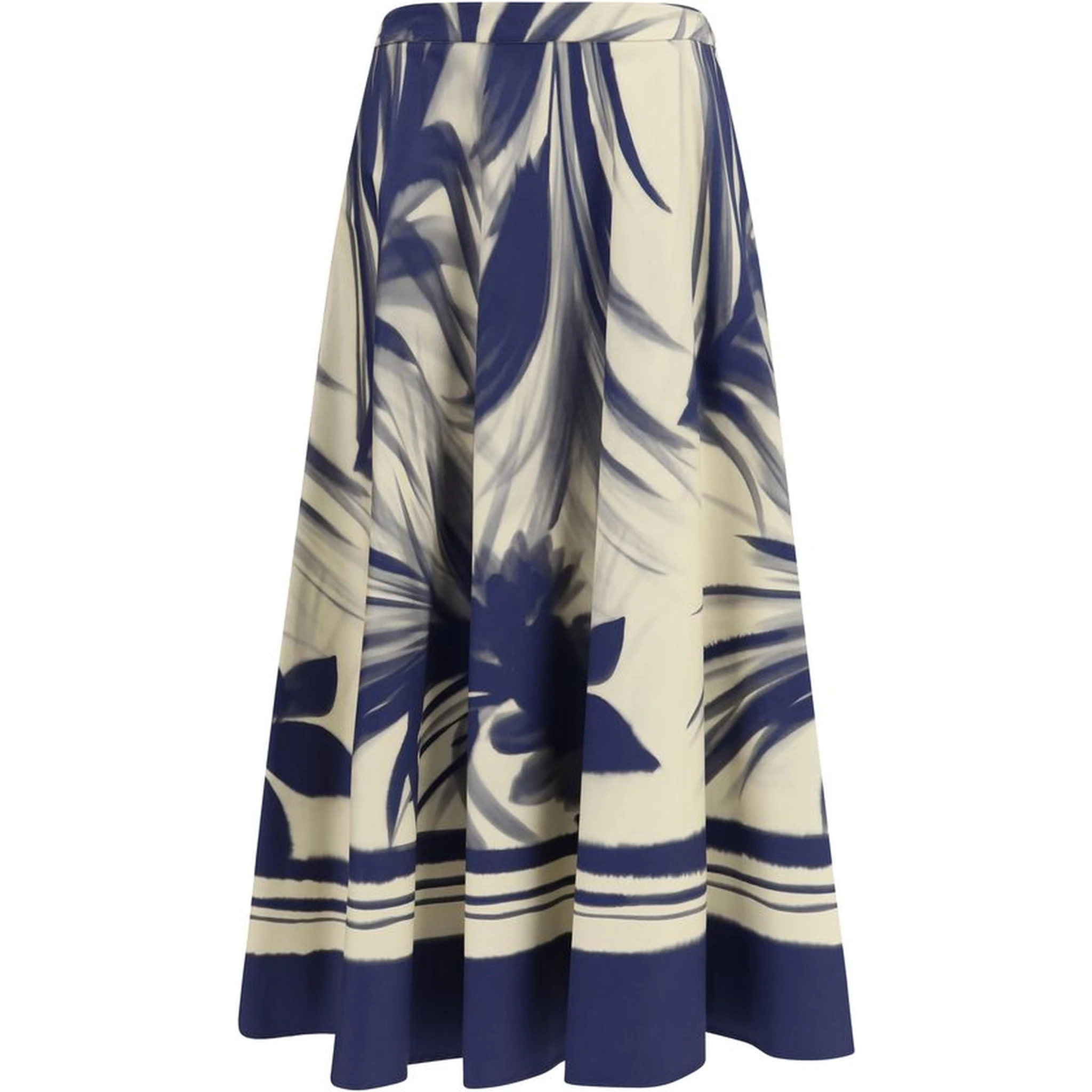 Blue Cotton Midi Skirt