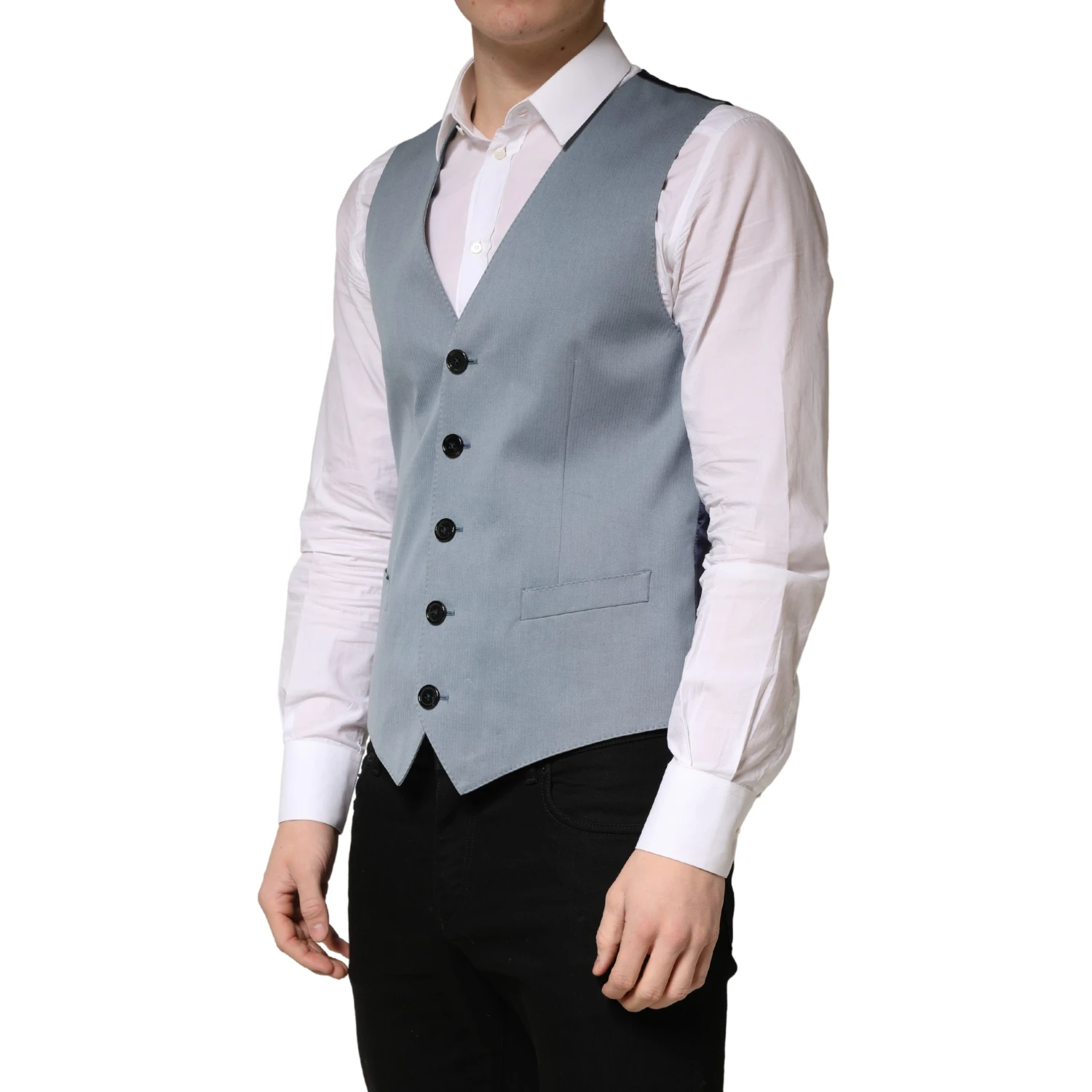 Gray Wool Single Breasted Men Waistcoat Vest