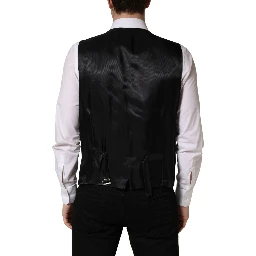Black Wool Single Breasted Waistcoat Vest