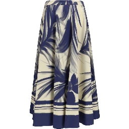 Blue Cotton Midi Skirt