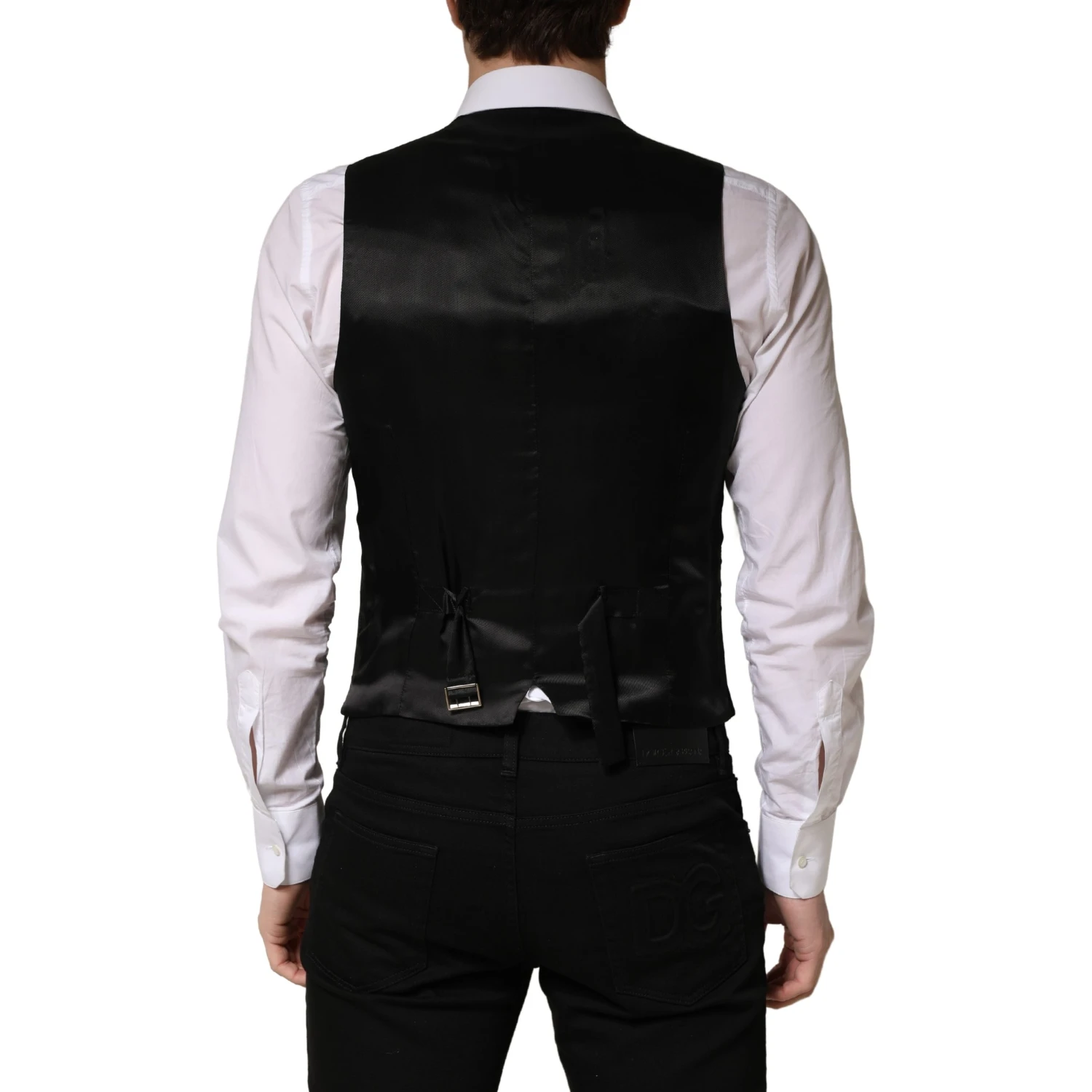 Black Wool Single Breasted Men Waistcoat Vest