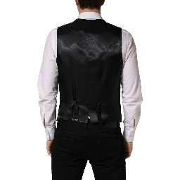 Black Wool Single Breasted Waistcoat Vest