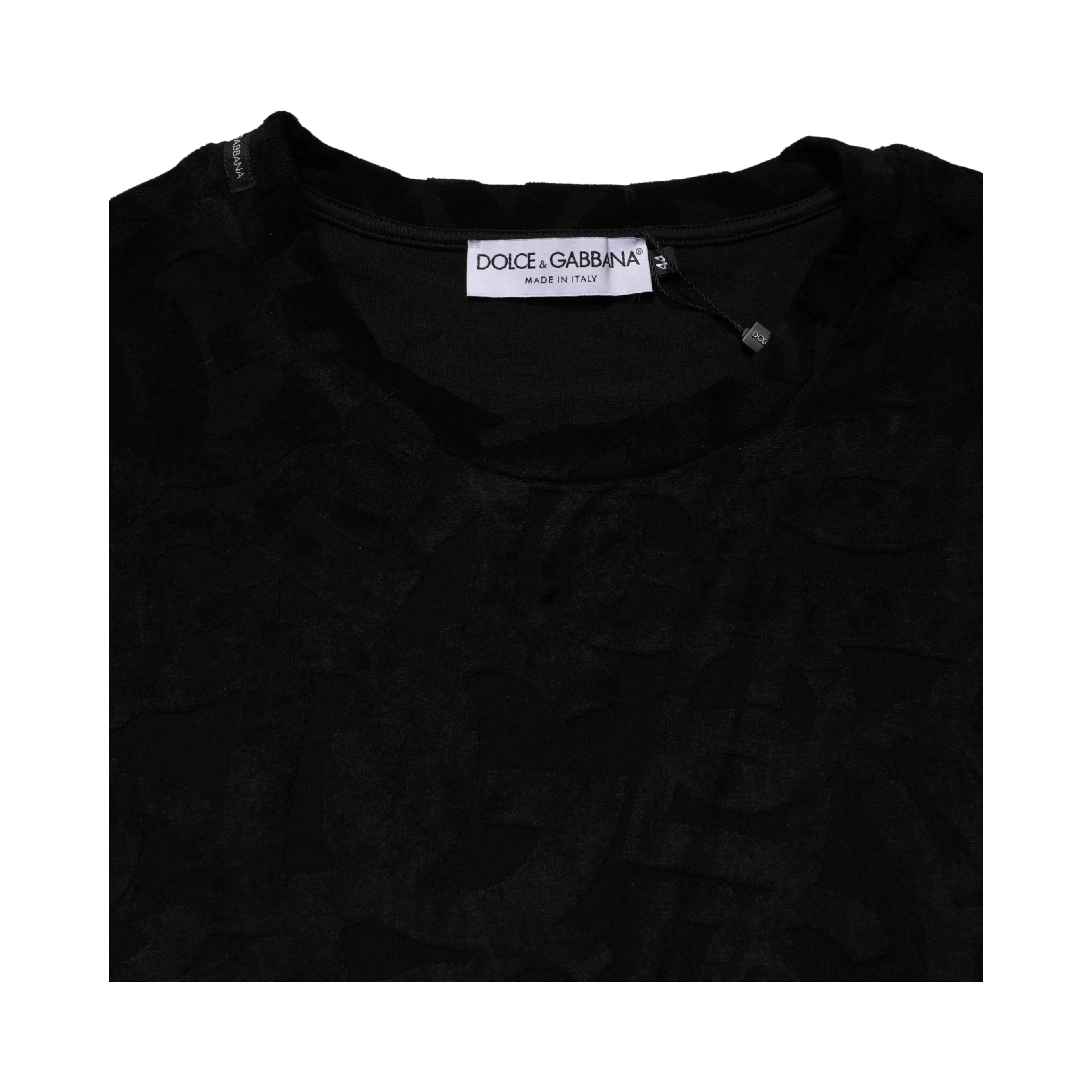 Black DG Mania Logo Print Casual  T-shirt