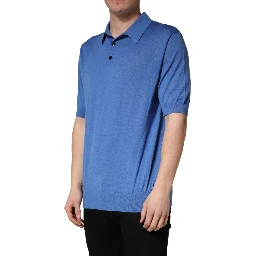 Blue Cashmere Short Sleeves Polo  T-shirt