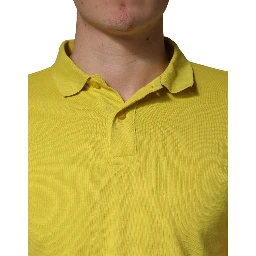 Yellow Short Sleeve Pique Men Cotton Polo Shirt T-shirt