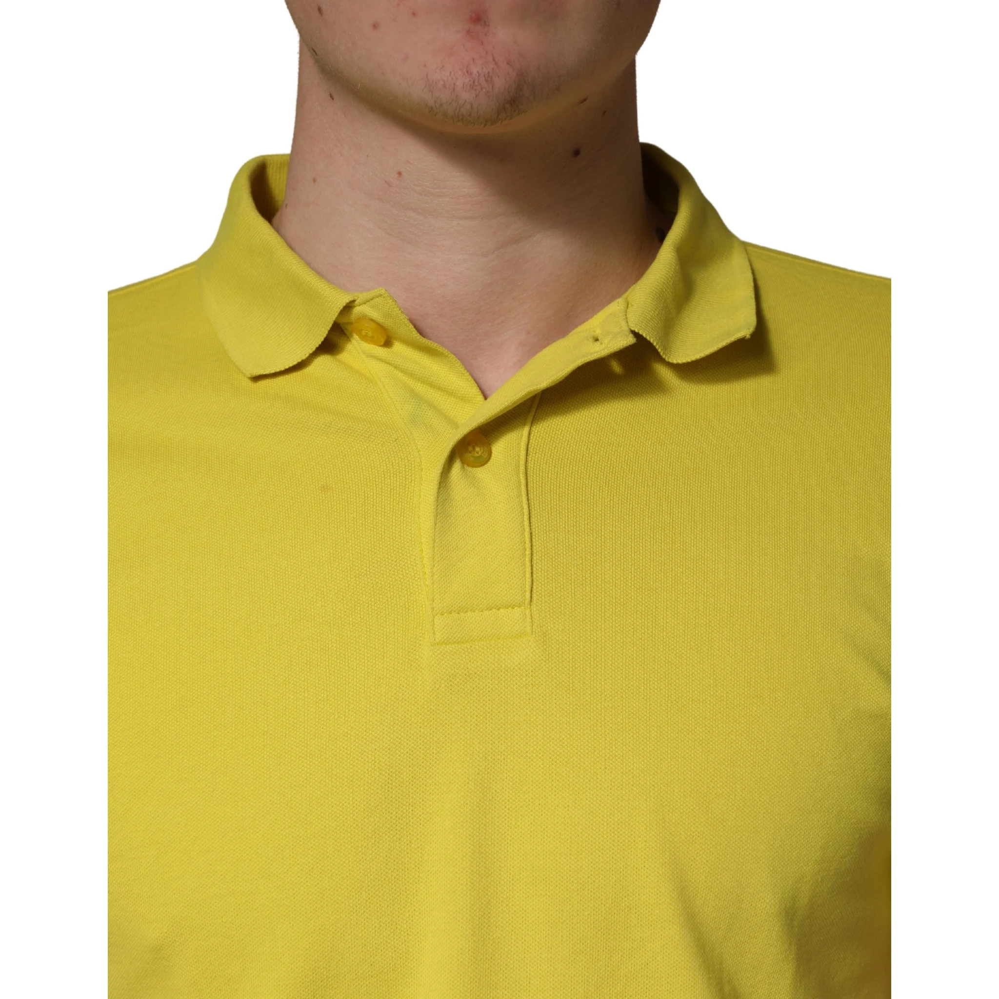 Yellow Short Sleeve Pique Men Cotton Polo Shirt T-shirt