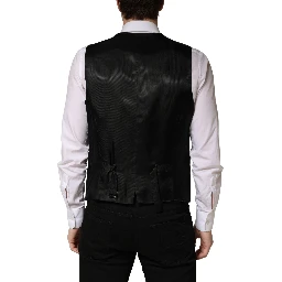 Black Wool Single Breasted Men Waistcoat Vest
