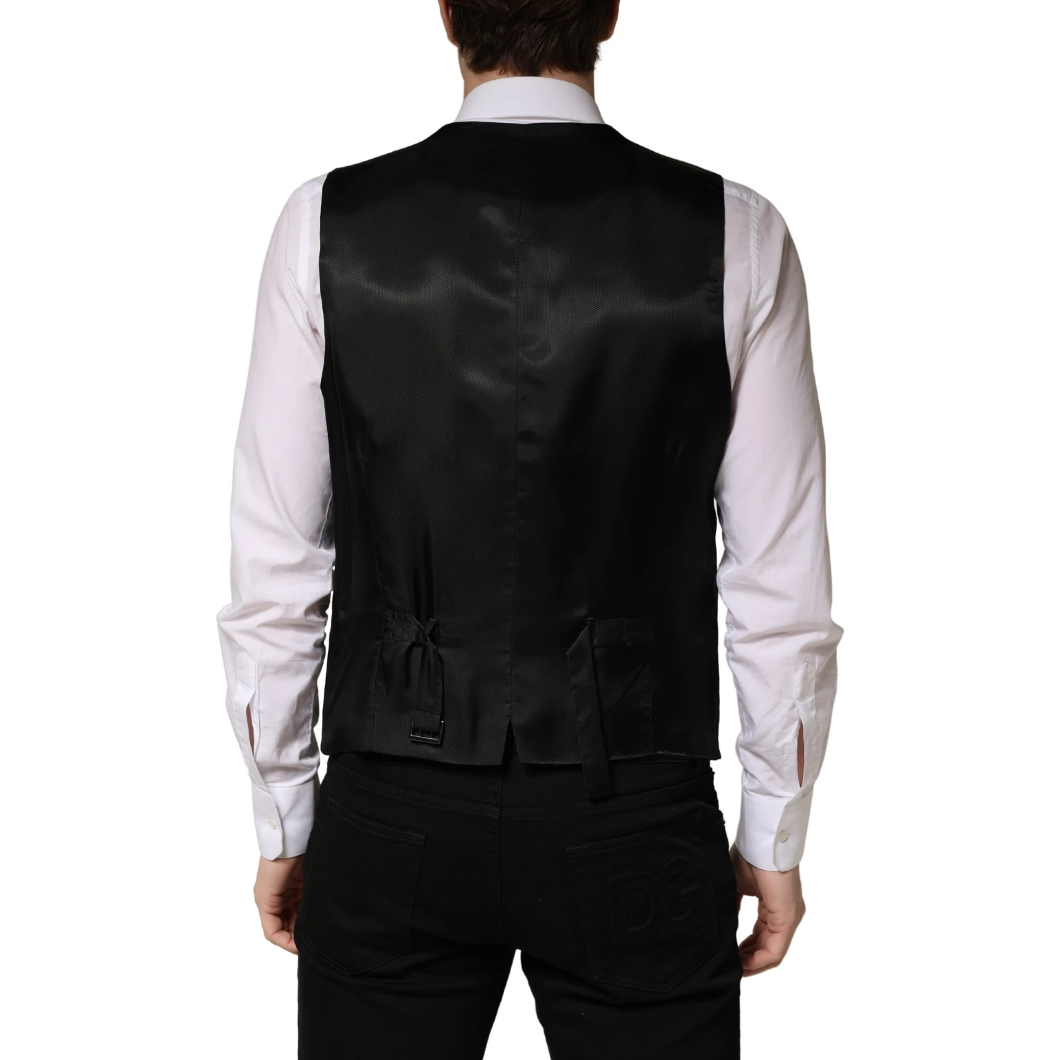Black Wool Single Breasted Men Waistcoat Vest