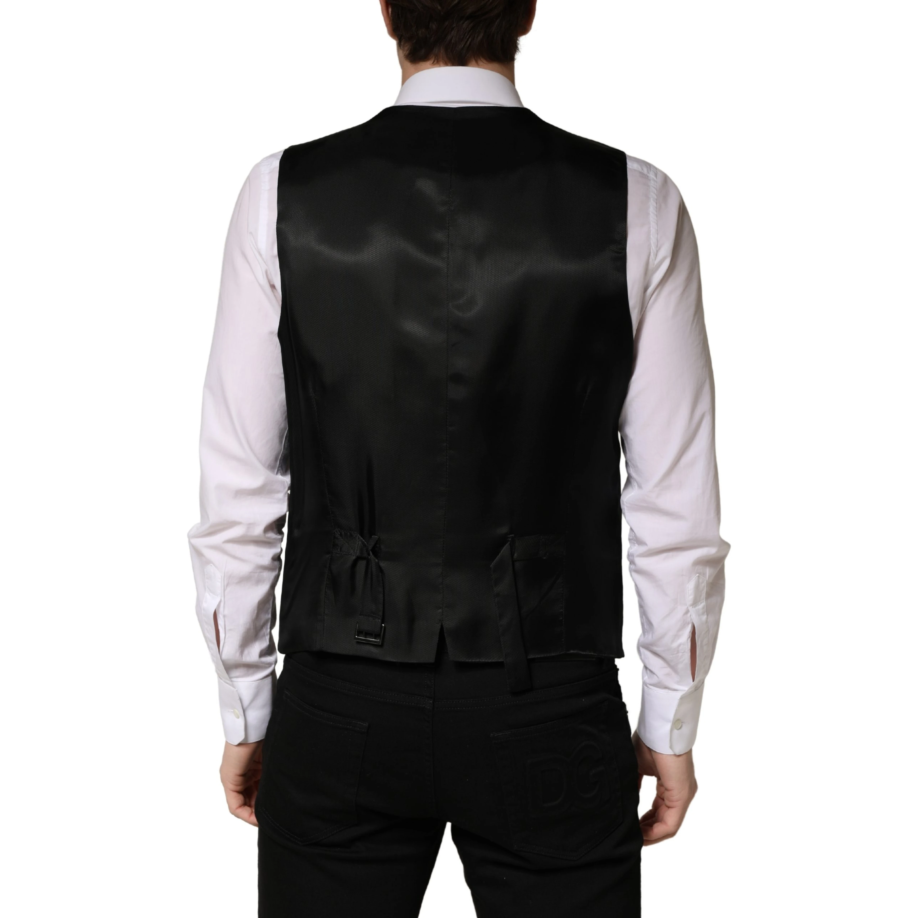 Black Wool Single Breasted Men Waistcoat Vest