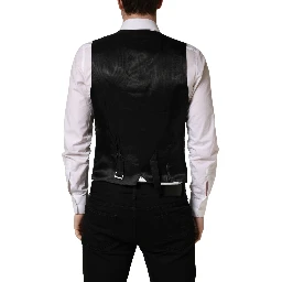 Black Stripe Single Breasted Waistcoat Vest