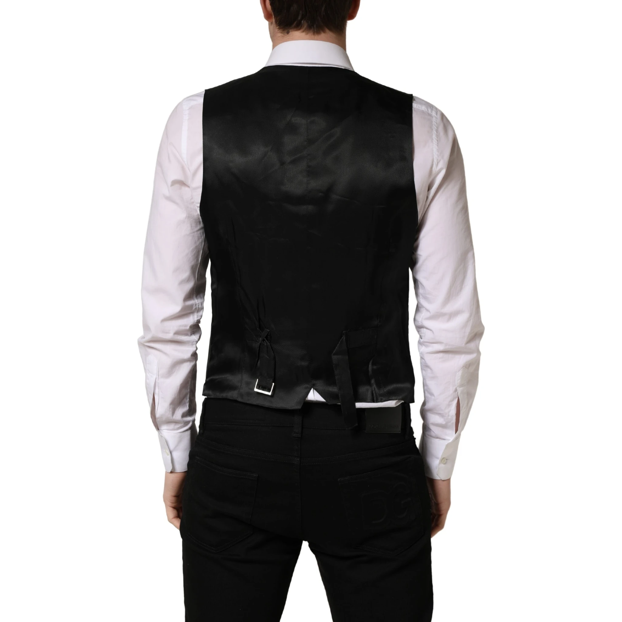Black Stripe Single Breasted Waistcoat Vest