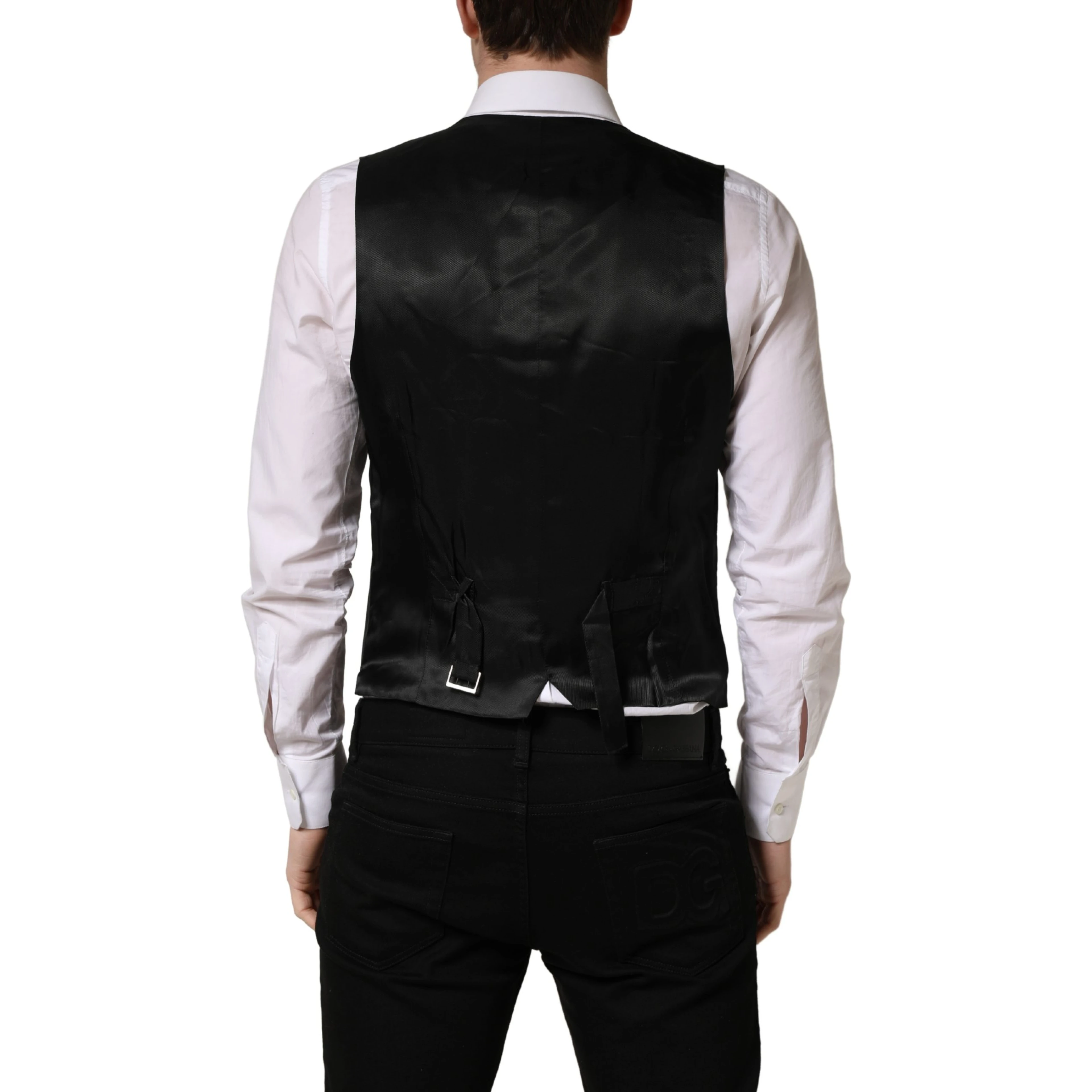 Black Stripe Single Breasted Waistcoat Vest
