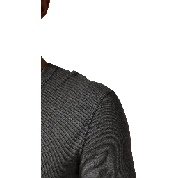 Gray Ribbed Cotton Long-Sleeve Henley  T-shirt