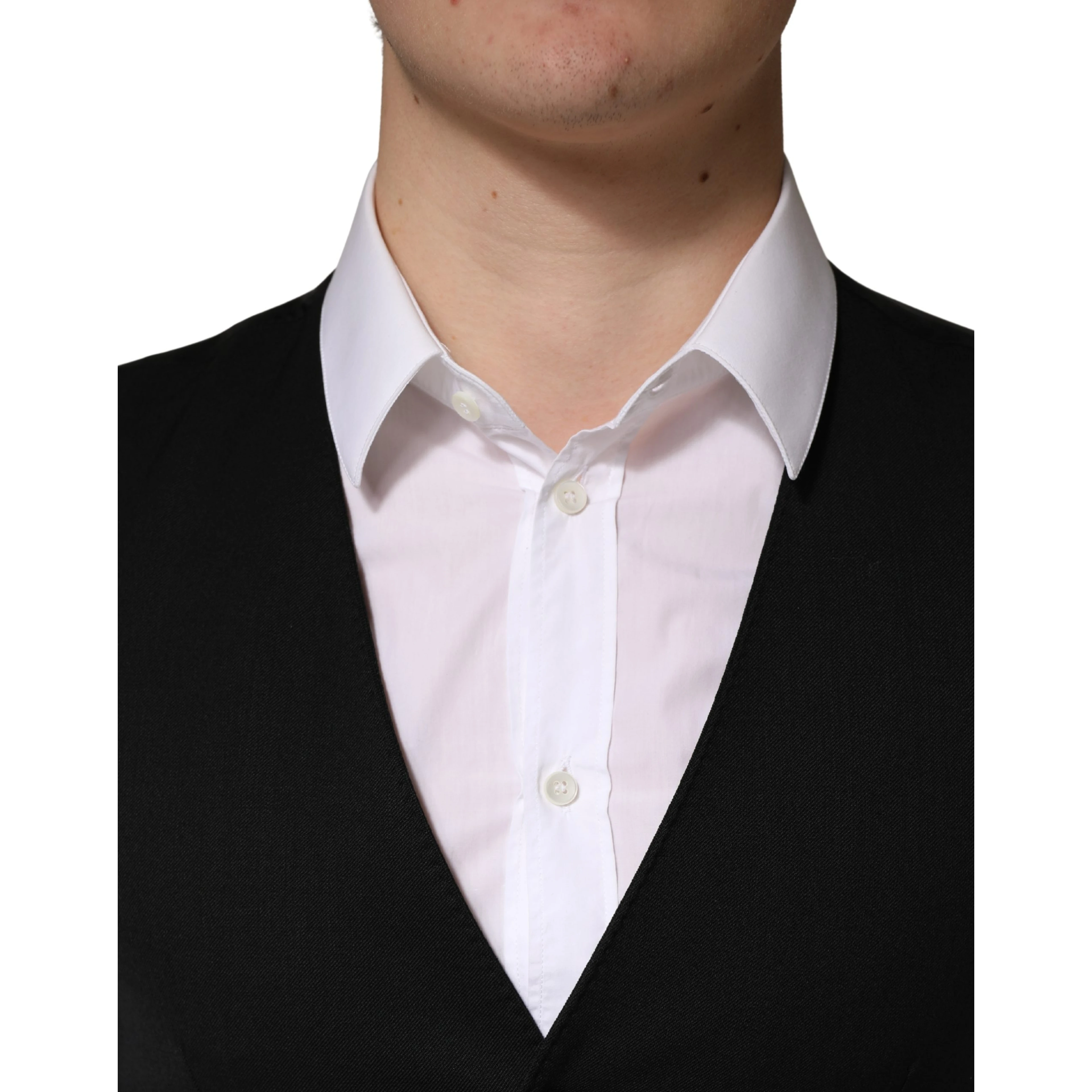 Black Wool Single Breasted Men Waistcoat Vest
