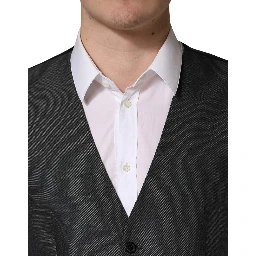 Dark Gray Single Breasted Men Waistcoat Vest
