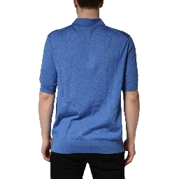 Blue Cashmere Short Sleeves Polo  T-shirt
