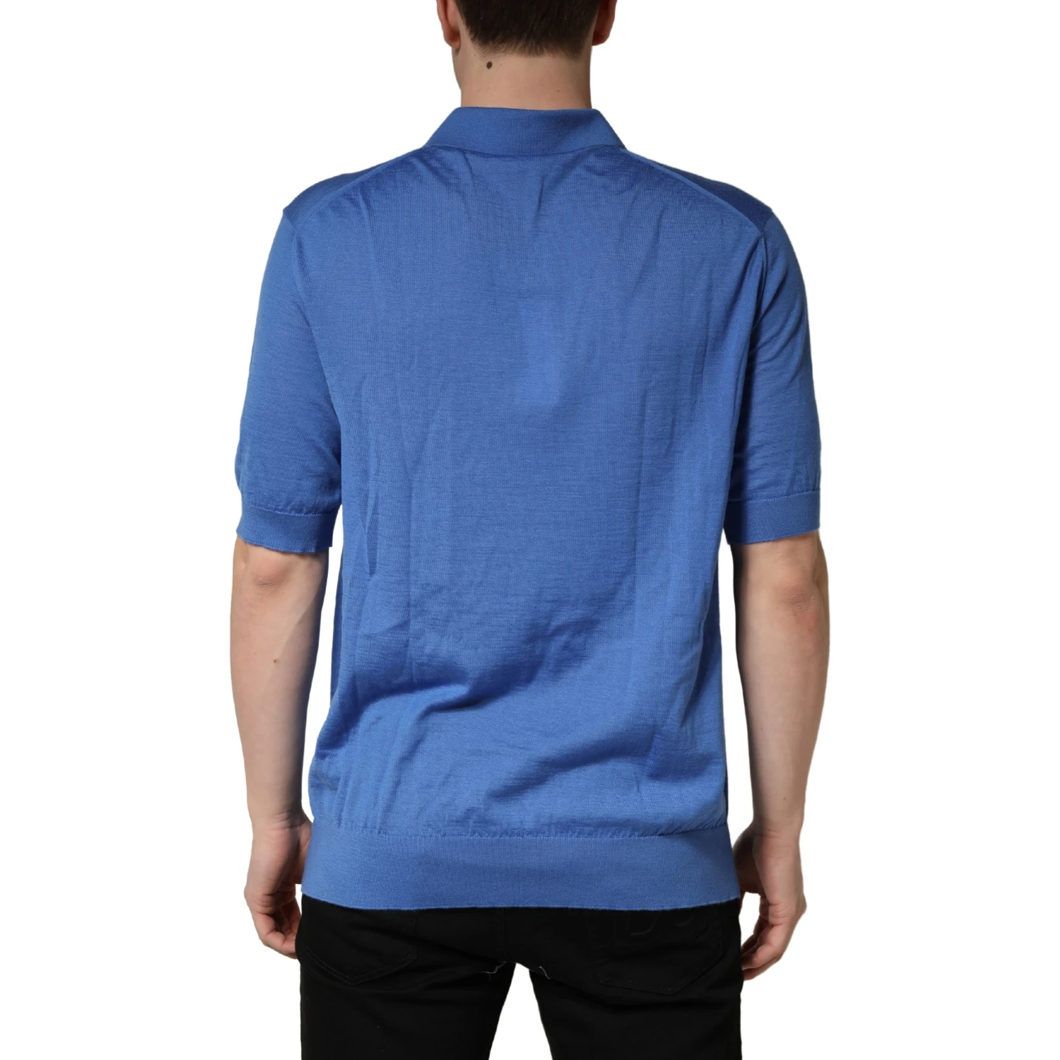 Blue Cashmere Short Sleeves Polo  T-shirt