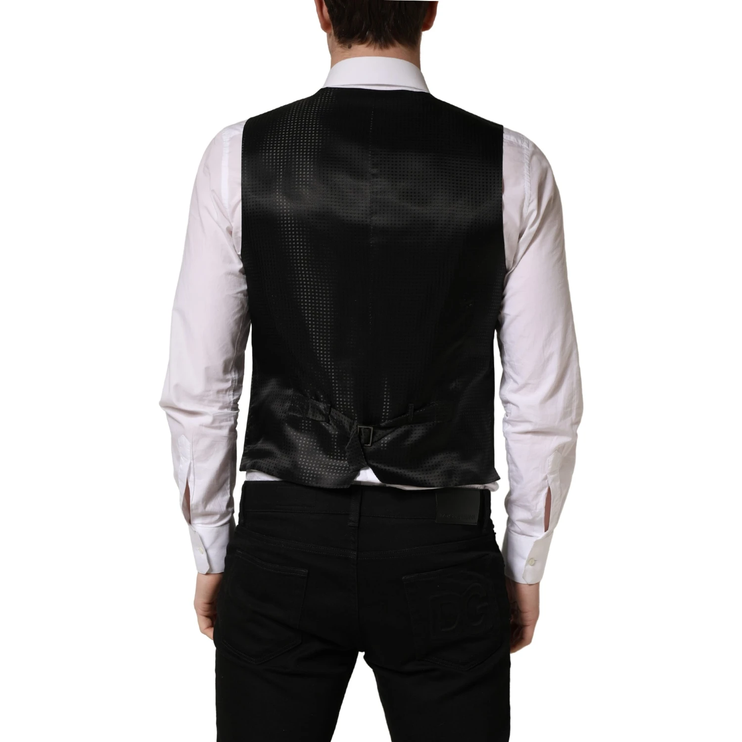 Black Wool Single Breasted Waistcoat Vest