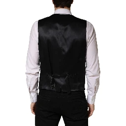 Black Wool Single Breasted Men Waistcoat Vest