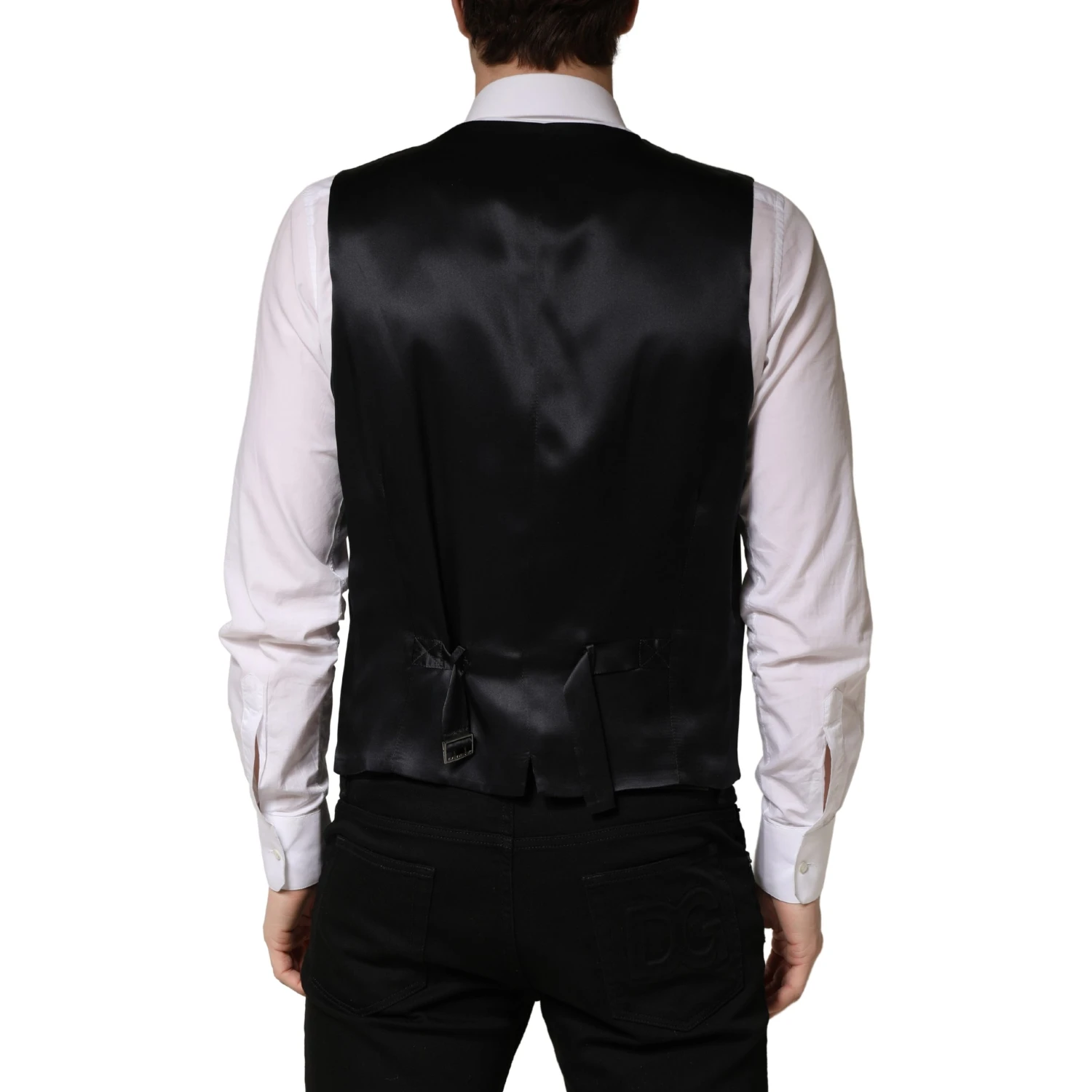 Black Wool Single Breasted Men Waistcoat Vest